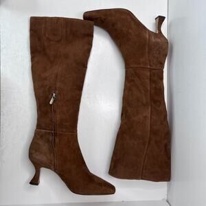 Sam Edelman Leigh Knee High Boots Side Zip Suede Upper Brown Womens 8.5